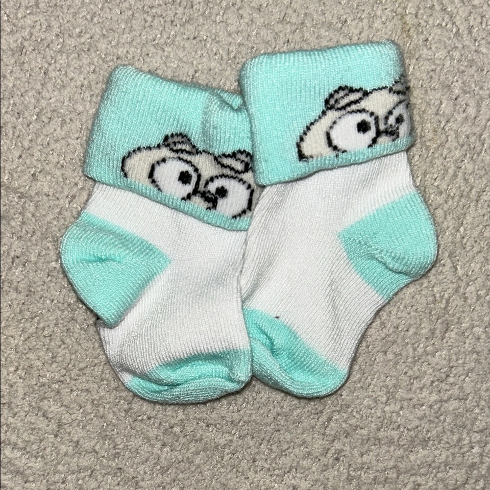 Bluey show Mint and White Baby Socks